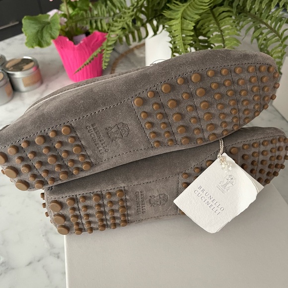 Brunello Cucinelli Grey Suede Loafers Size 38 New - Picture 3 of 9